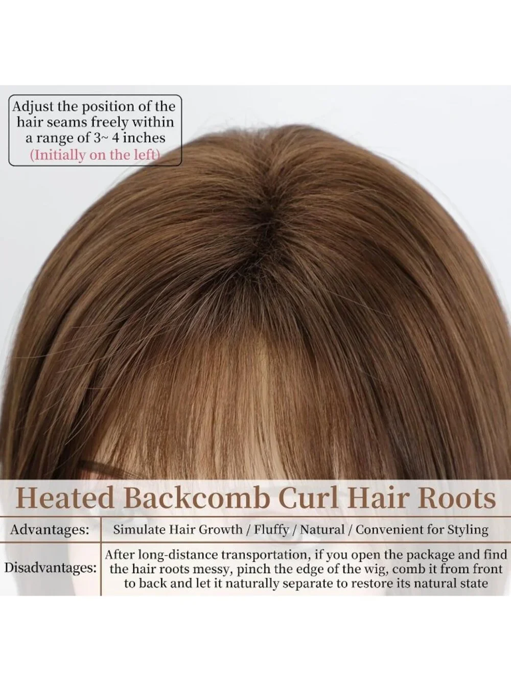 Women's Brown 12 Inch Mid Length Heat Synthetic Straight Layered Bob Wigs